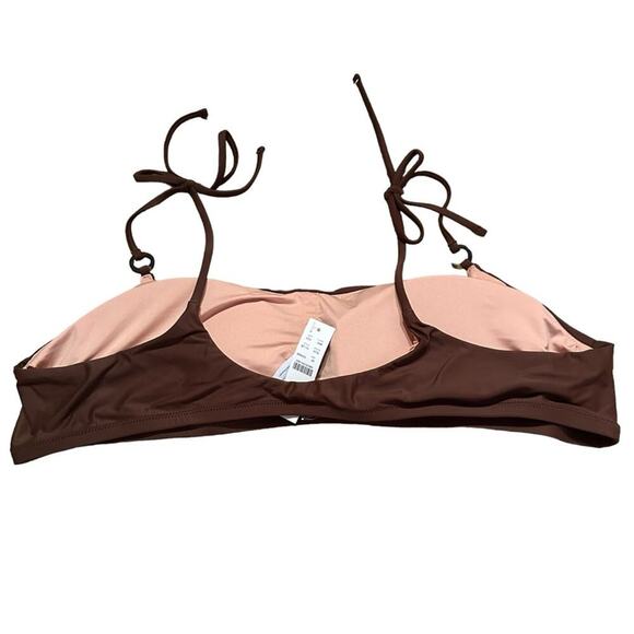 J. Crew O-Ring Tie-Shoulder Bikini Swim Top in Brown Sz 3XL‎ Plus NEW - Picture 2 of 5